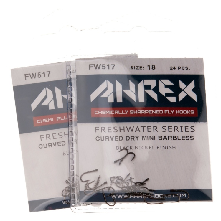 Ahrex Fw517 Curved Dry Mini Barbless #20 Trout Fly Tying Hooks